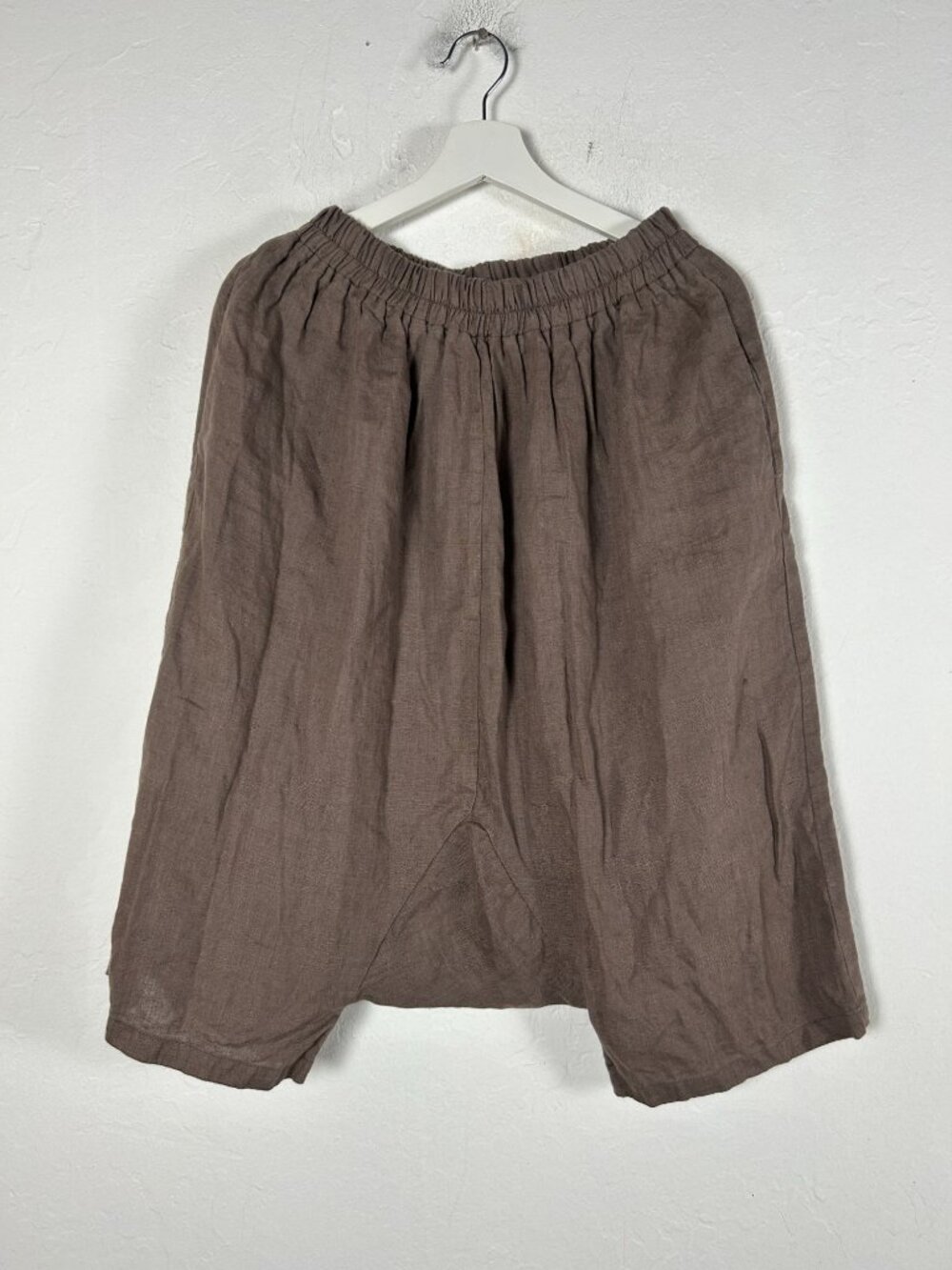 Linen Fairytales Womens Wendy Pants Medium Relaxed Loose Fit Brown Elastic Waist